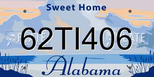 62TI406 Alabama License Plate