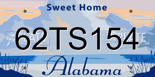 62TS154 Alabama License Plate