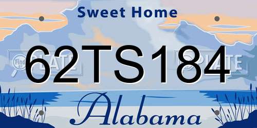 62TS184 Alabama License Plate