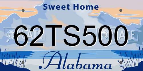 62TS500 Alabama License Plate