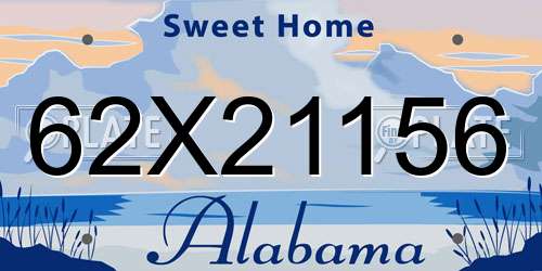 62X21156 Alabama License Plate