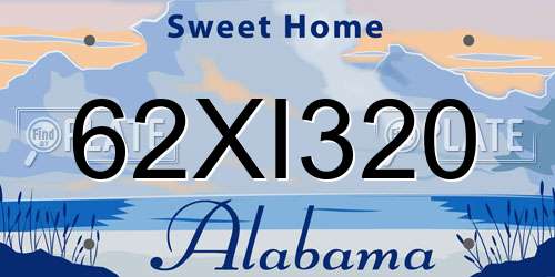 62XI320 Alabama License Plate