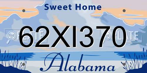 62XI370 Alabama License Plate