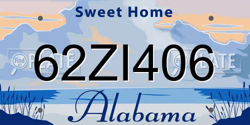 62ZI406 Alabama License Plate