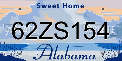 62ZS154 Alabama License Plate