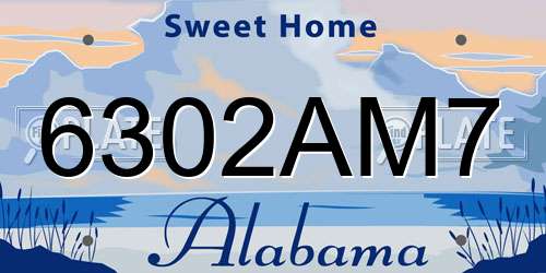 6302AM7 Alabama License Plate