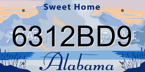 6312BD9 Alabama License Plate