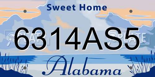 6314AS5 Alabama License Plate