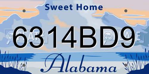 6314BD9 Alabama License Plate