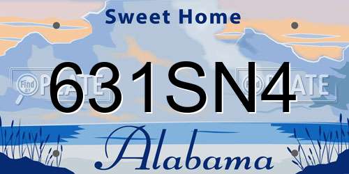 631SN4 Alabama License Plate