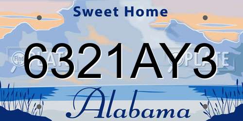 6321AY3 Alabama License Plate