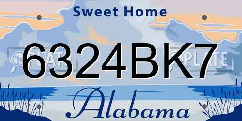 6324BK7 Alabama License Plate