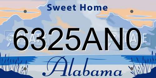 6325AN0 Alabama License Plate