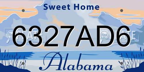 6327AD6 Alabama License Plate