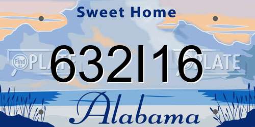 632I16 Alabama License Plate
