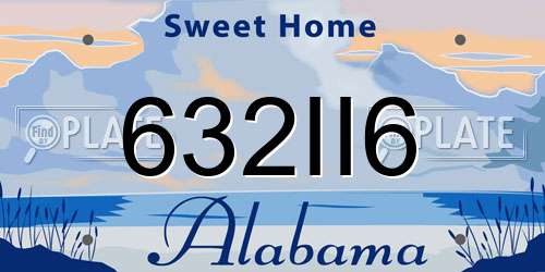 632II6 Alabama License Plate