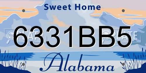 6331BB5 Alabama License Plate