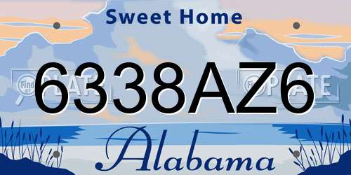 6338AZ6 Alabama License Plate