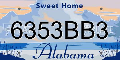 6353BB3 Alabama License Plate