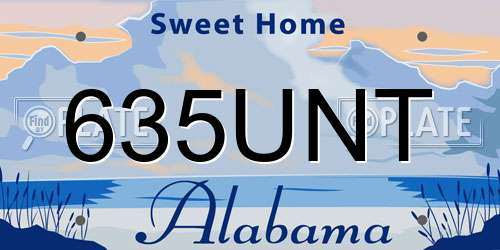 635UNT Alabama License Plate