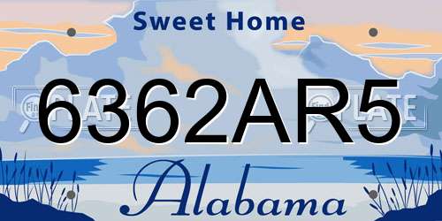 6362AR5 Alabama License Plate