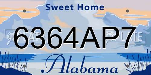 6364AP7 Alabama License Plate