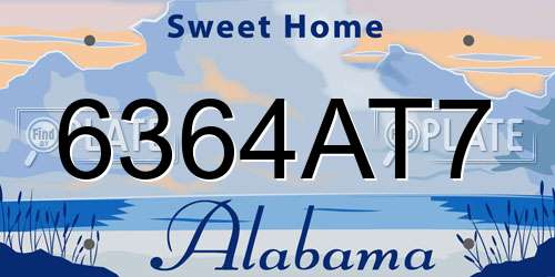 6364AT7 Alabama License Plate
