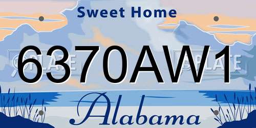 6370AW1 Alabama License Plate