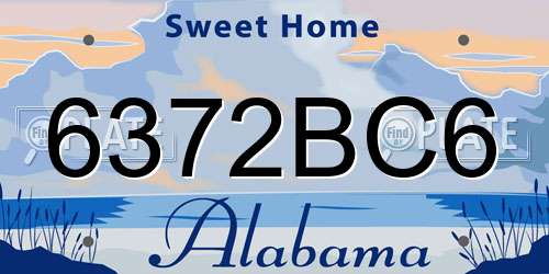 6372BC6 Alabama License Plate