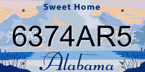 6374AR5 Alabama License Plate