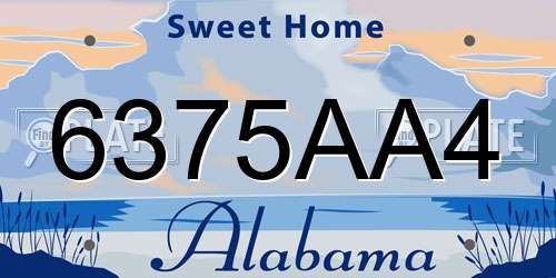 6375AA4 Alabama License Plate