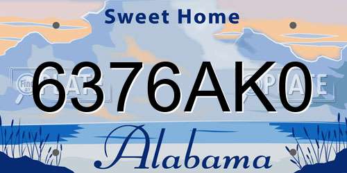 6376AK0 Alabama License Plate
