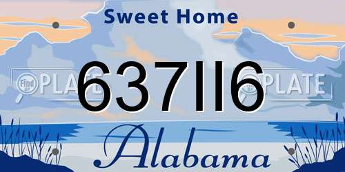 637II6 Alabama License Plate