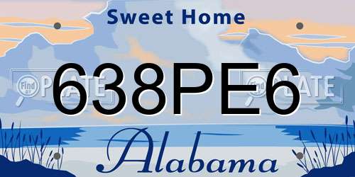 638PE6 Alabama License Plate