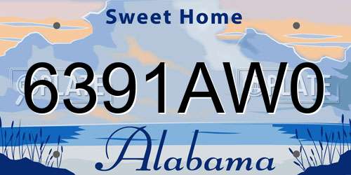 6391AW0 Alabama License Plate