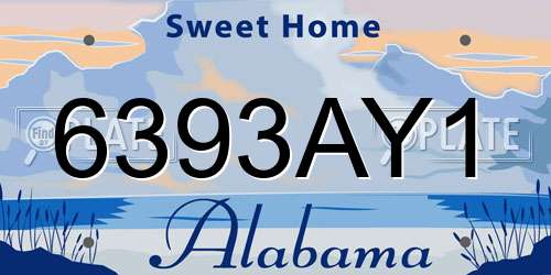 6393AY1 Alabama License Plate