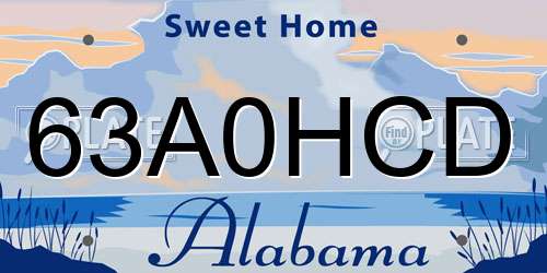 63A0HCD Alabama License Plate