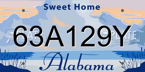 63A129Y Alabama License Plate