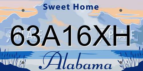 63A16XH Alabama License Plate