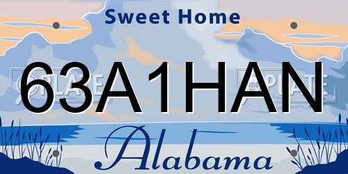 63A1HAN Alabama License Plate