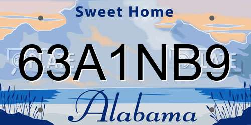 63A1NB9 Alabama License Plate