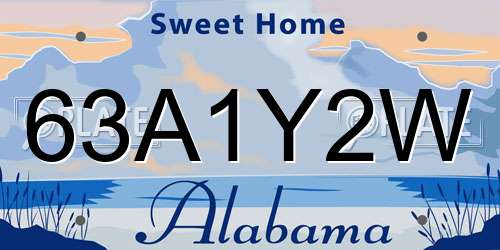 63A1Y2W Alabama License Plate