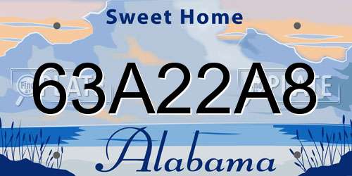63A22A8 Alabama License Plate