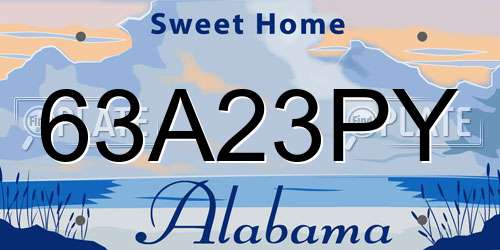 63A23PY Alabama License Plate