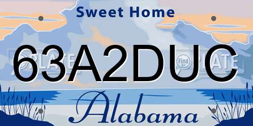 63A2DUC Alabama License Plate
