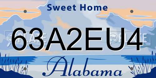 63A2EU4 Alabama License Plate