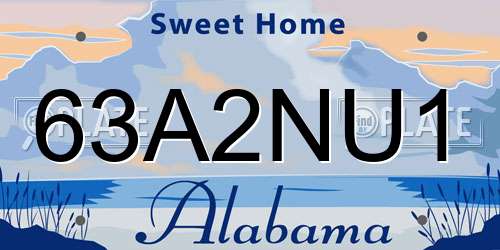 63A2NU1 Alabama License Plate