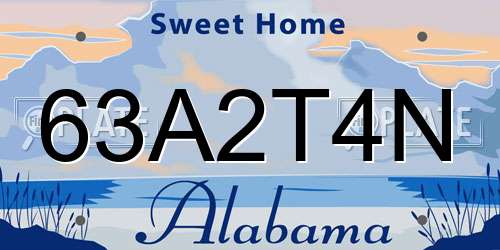 63A2T4N Alabama License Plate