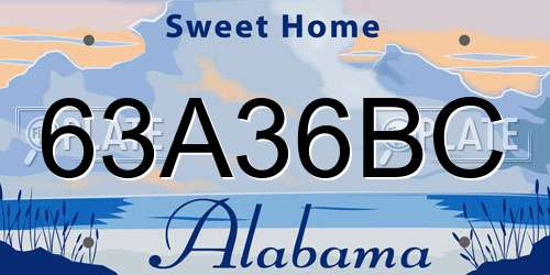 63A36BC Alabama License Plate