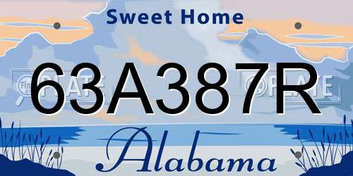 63A387R Alabama License Plate